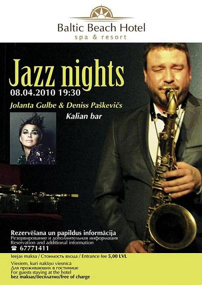 Jazz nights in Baltic Beach Hotel with Deniss Pashkevich and Yolanta Gulbe